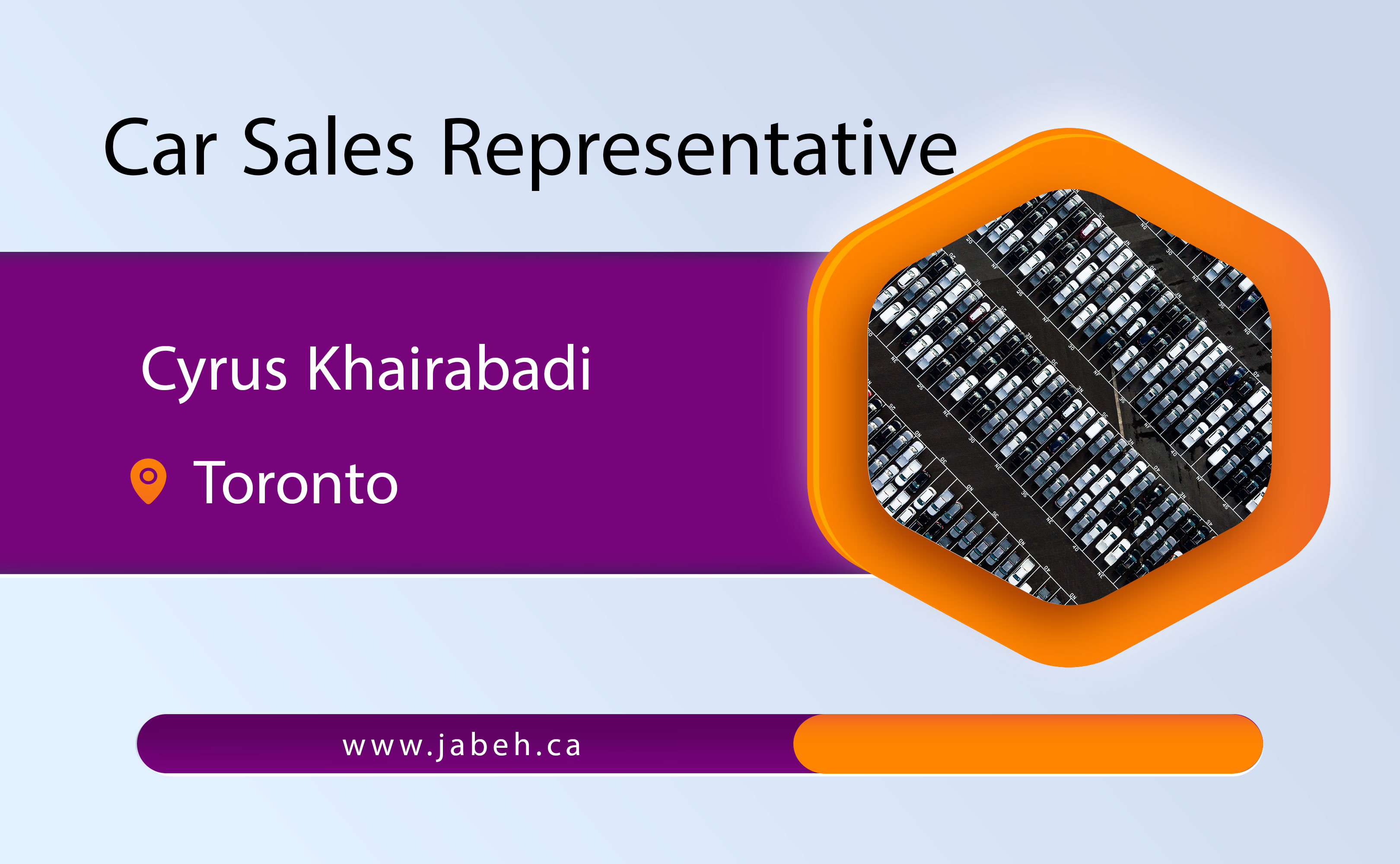 Iranian car sales representative Siros Khairabadi in Toronto