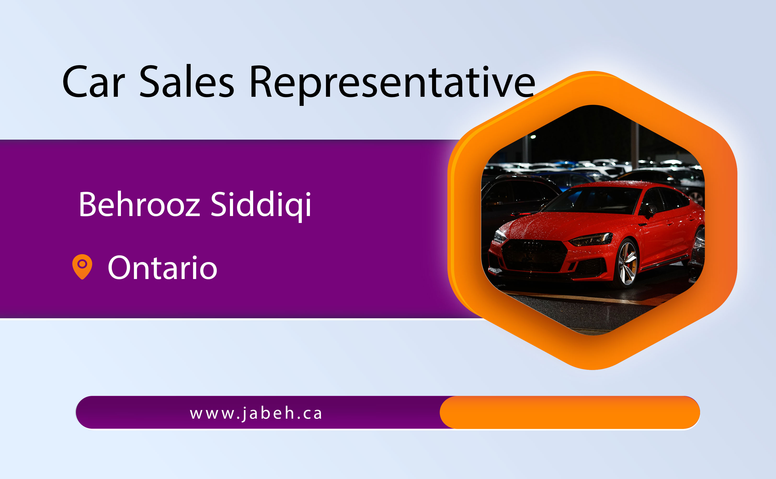 Iranian car sales representative Behrouz Sediqi in Ontario