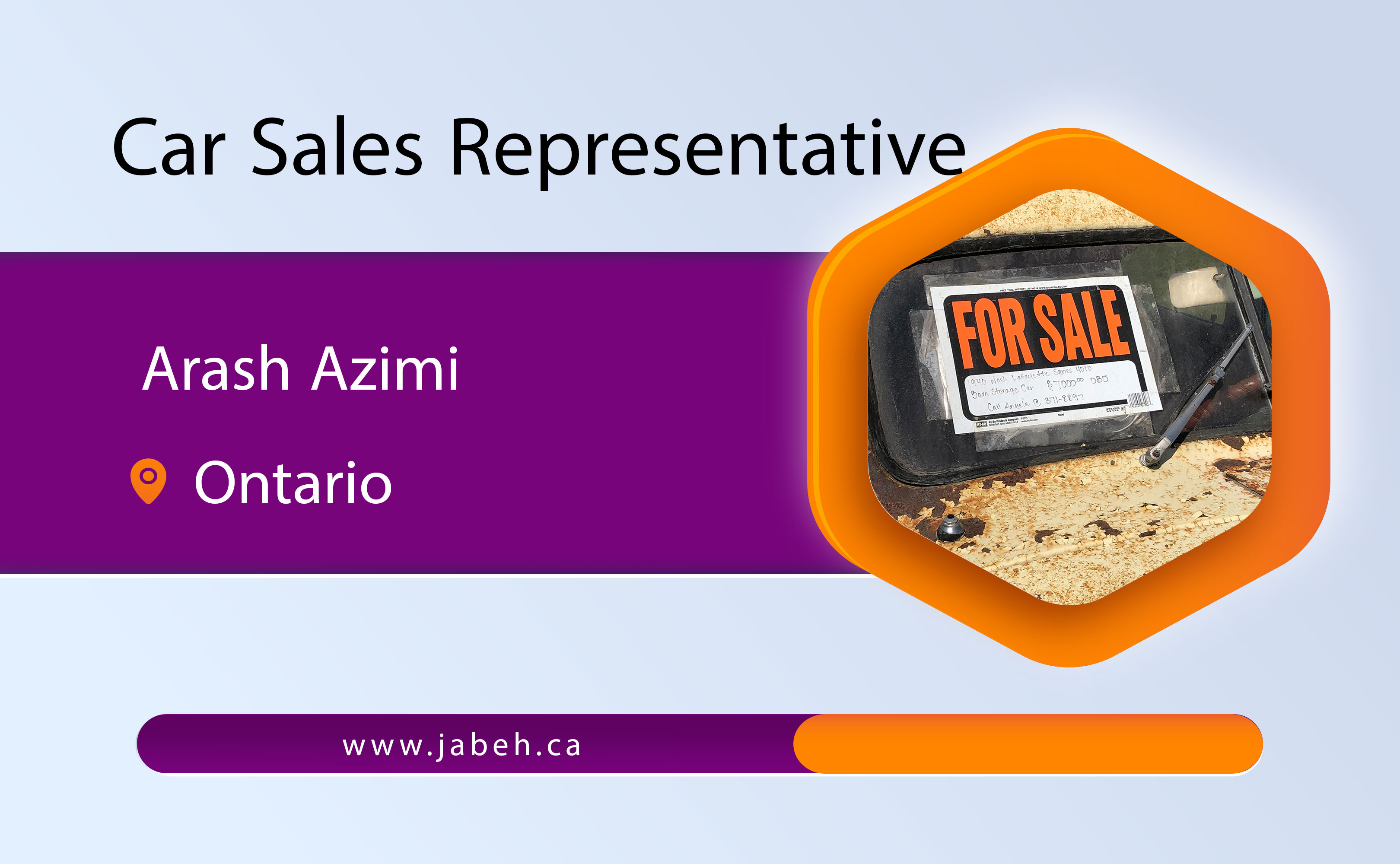 Arash Azimi Iranian car sales representative in Ontario