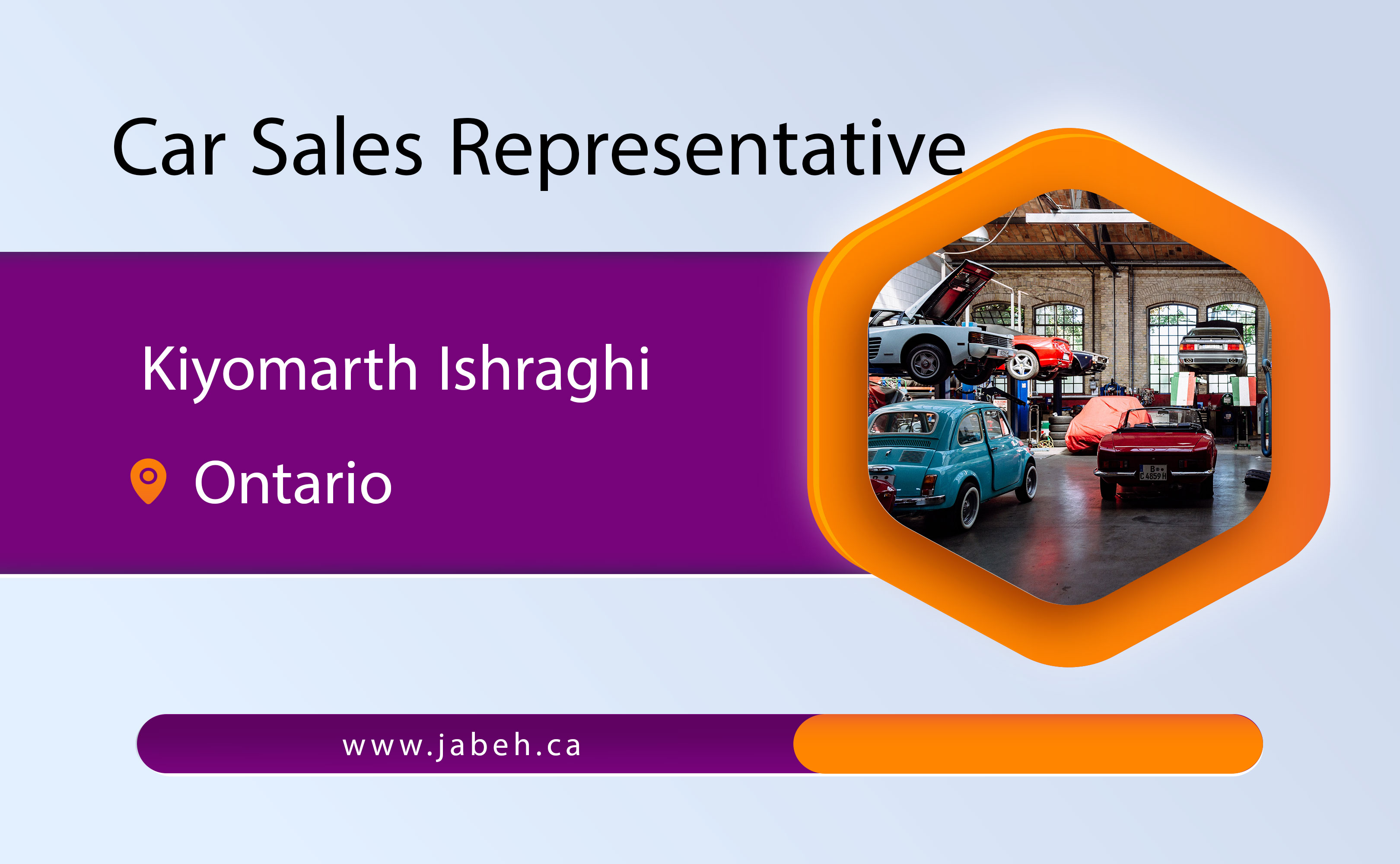 Iranian sales representative of Kyomarth Eshraghi cars in Ontario