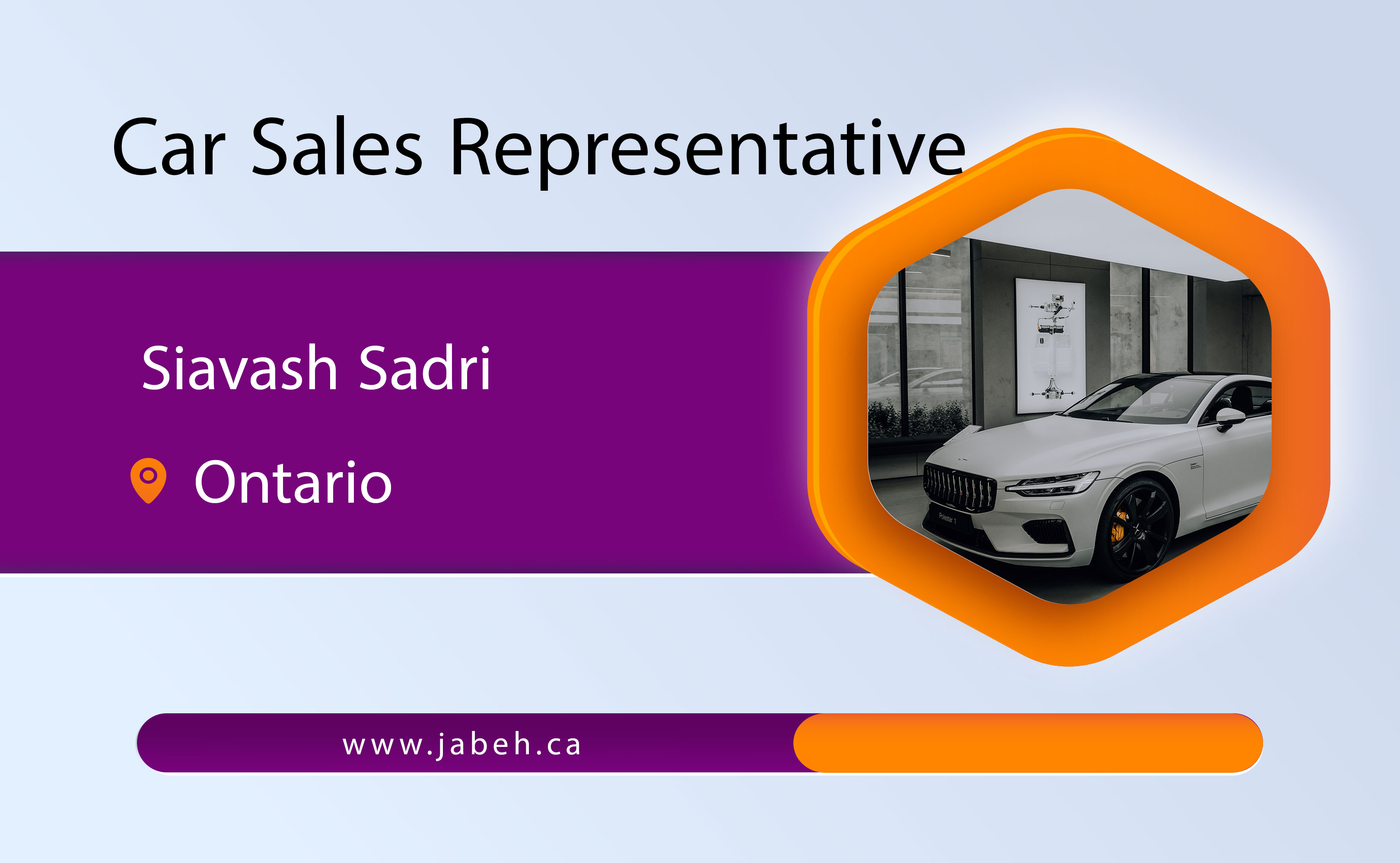Iranian car sales representative Siavash Sadri in Ontario