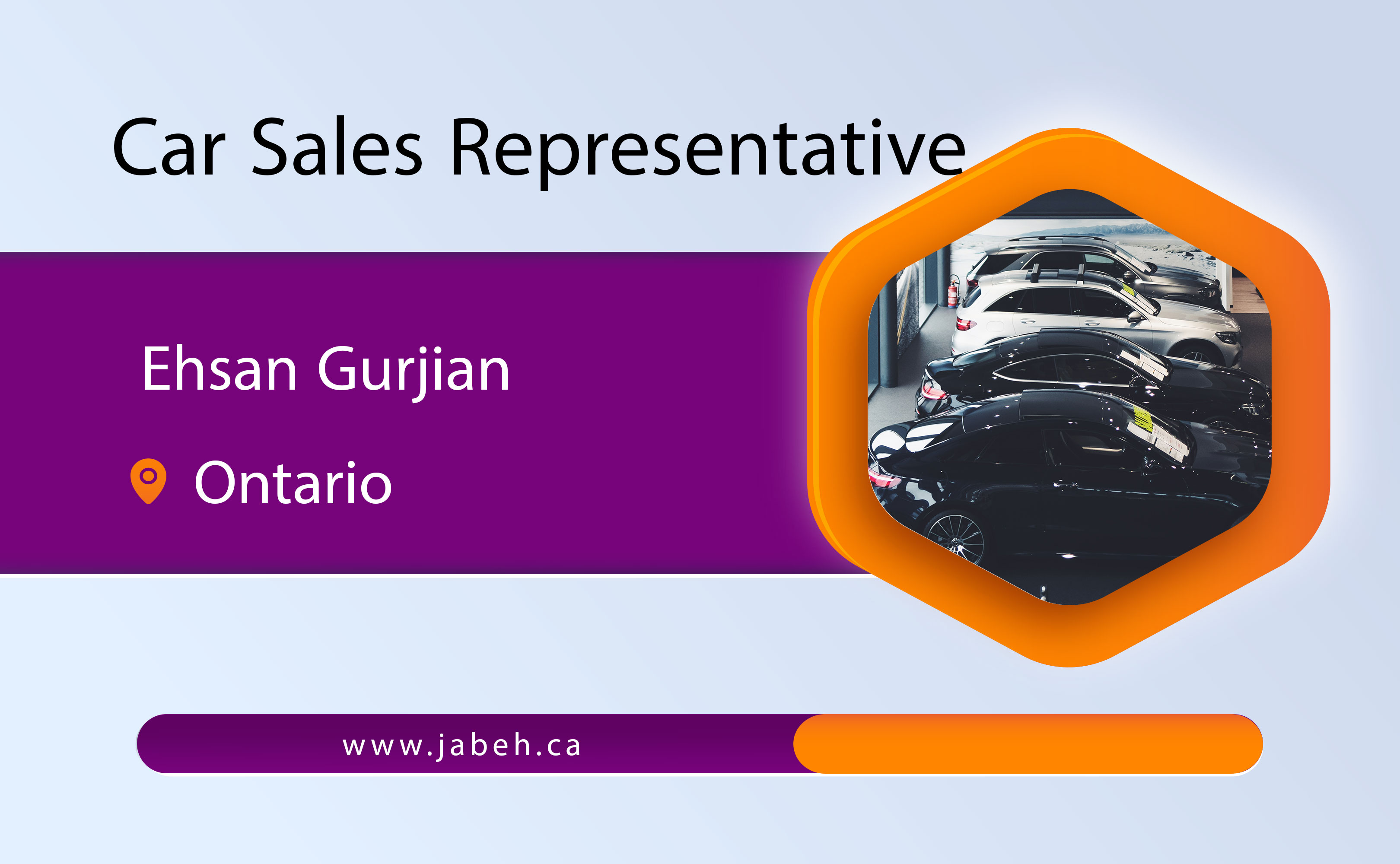 Iranian representative of Ehsan Gurjian car sales in Ontario