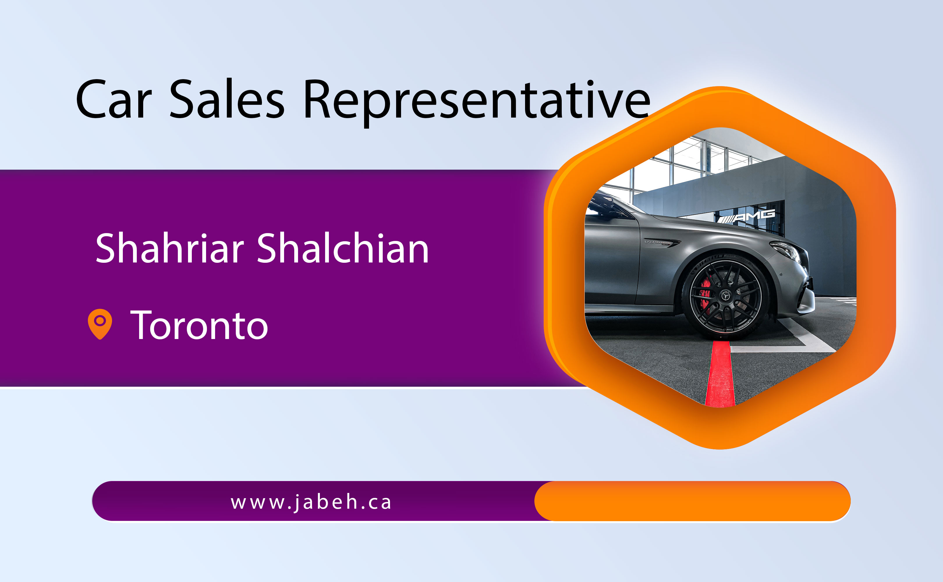Iranian car sales representative Shahriar Shalchian in Toronto