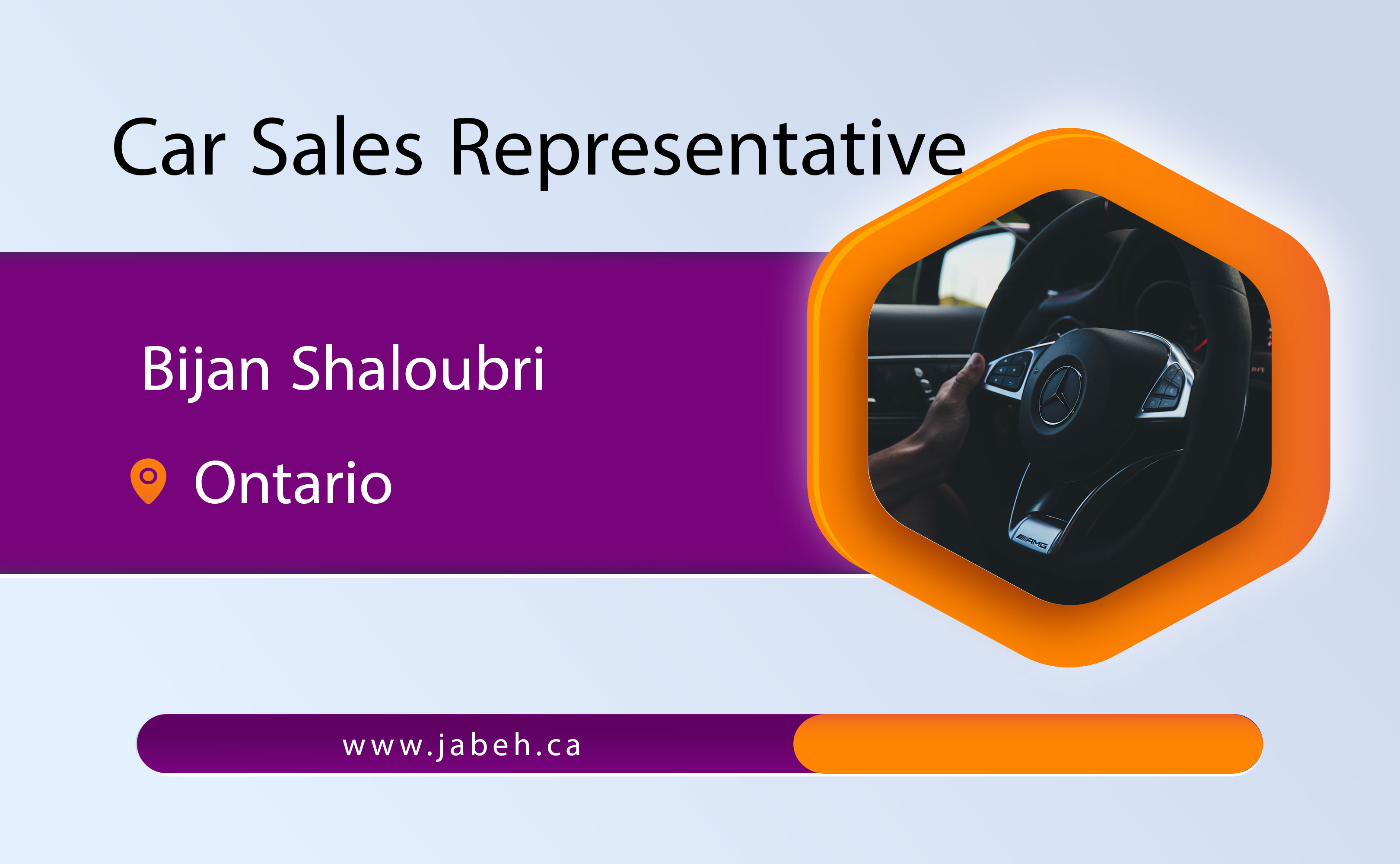 Iranian car sales representative Bijan Shaloubri in Ontario