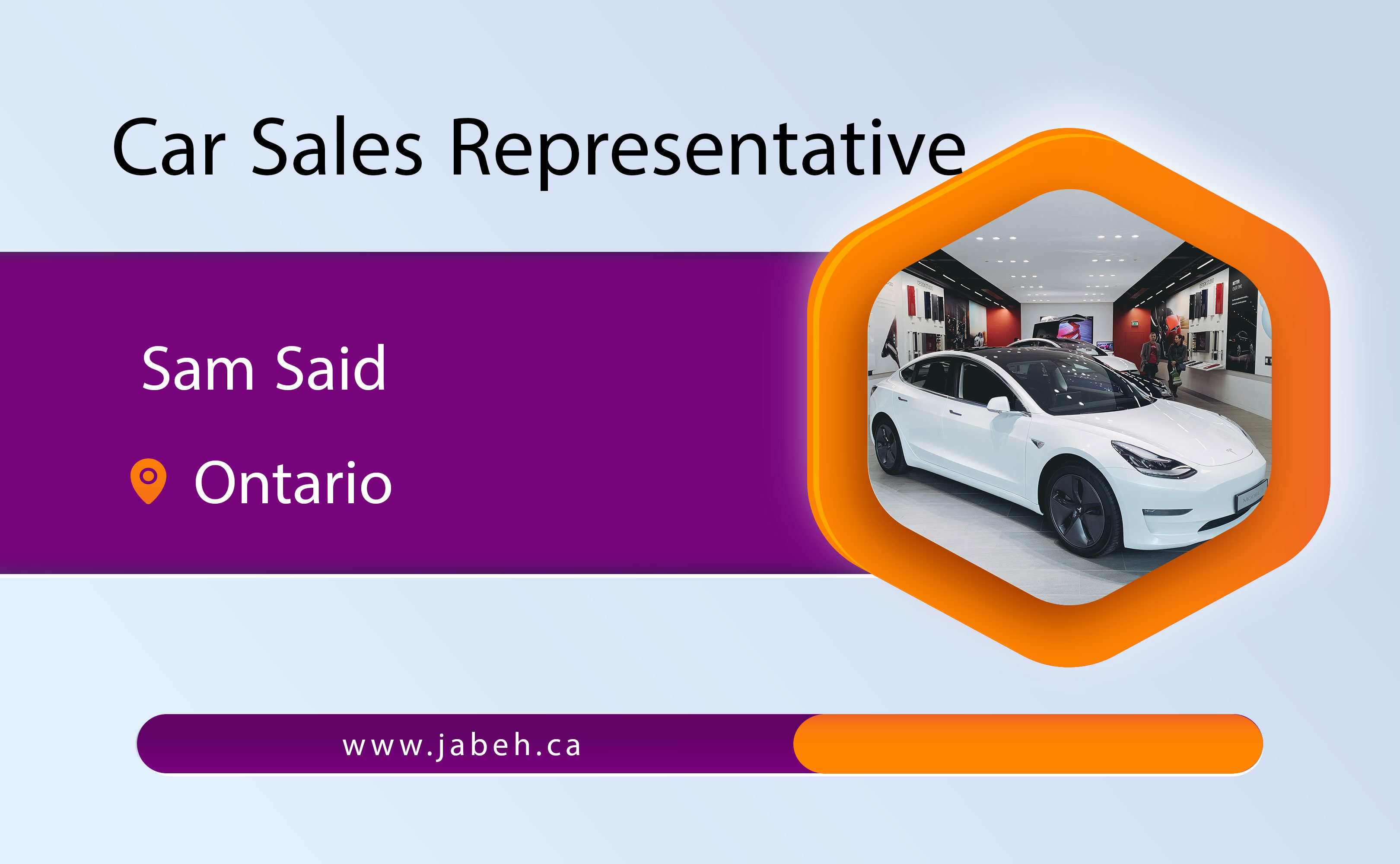 Iranian representative of Sam Saeed car sales in Ontario