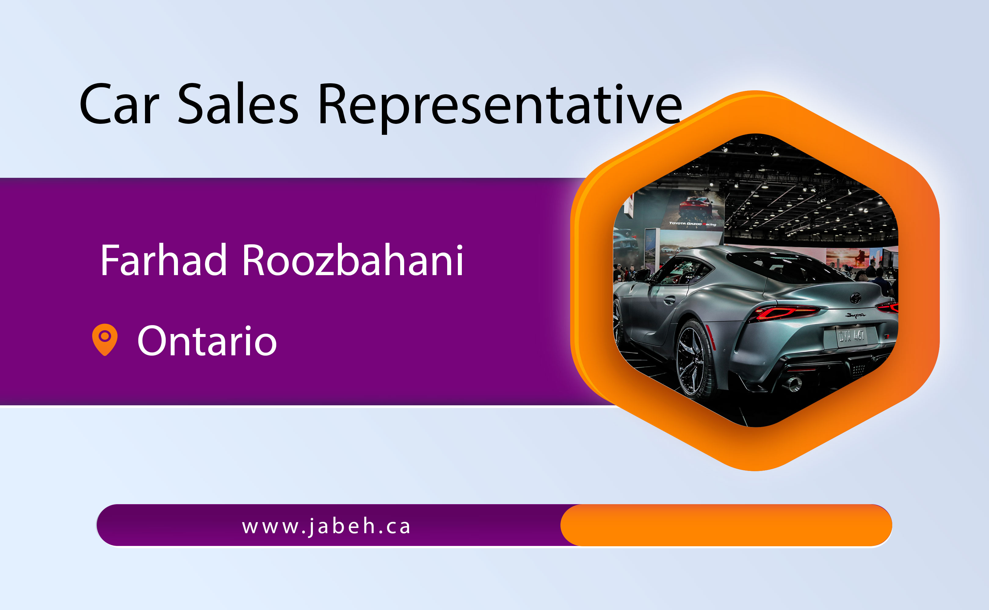 Iranian car sales representative Farhad Rozbahani in Ontario