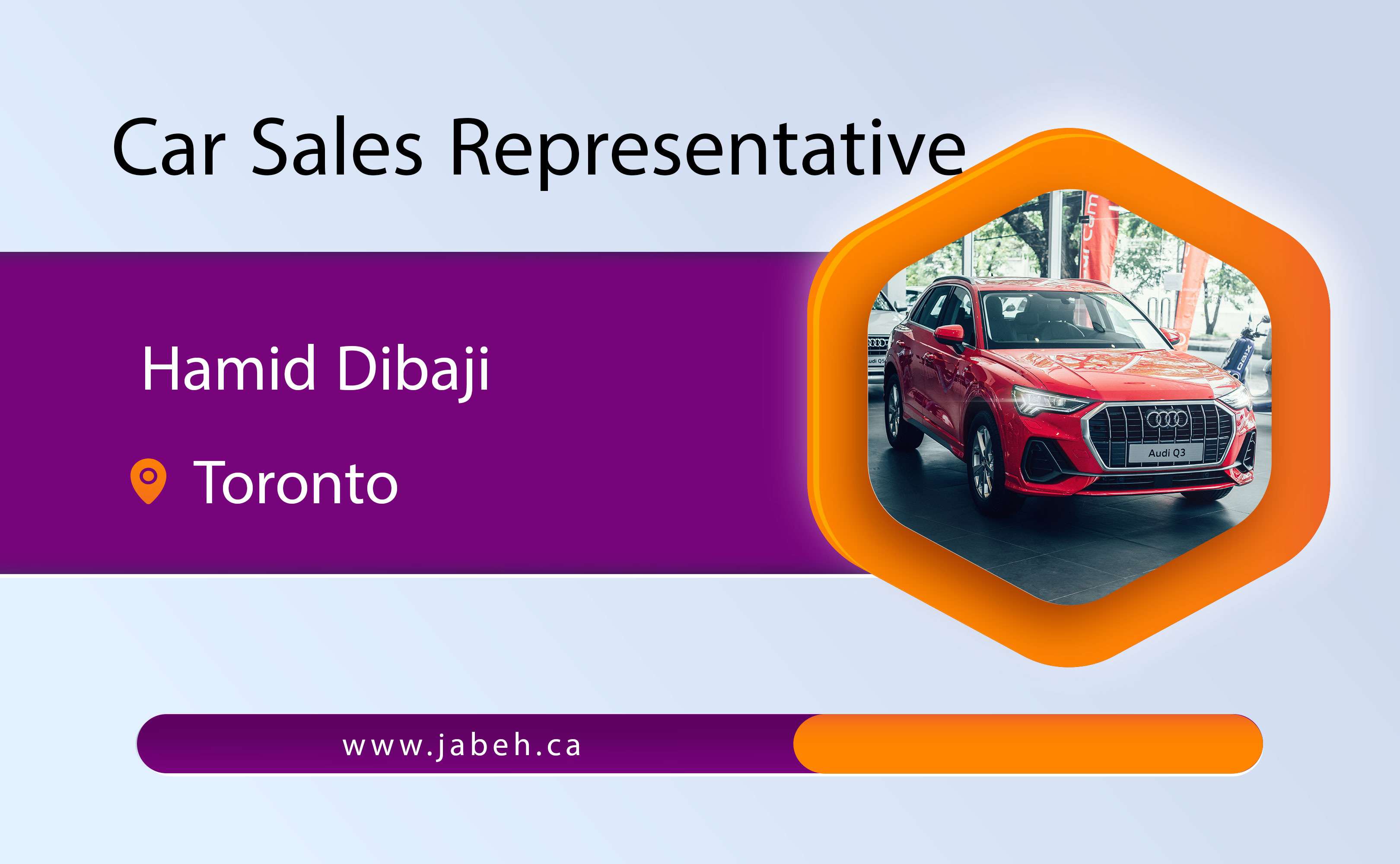 Iranian car sales representative Hamid Dibaji in Toronto