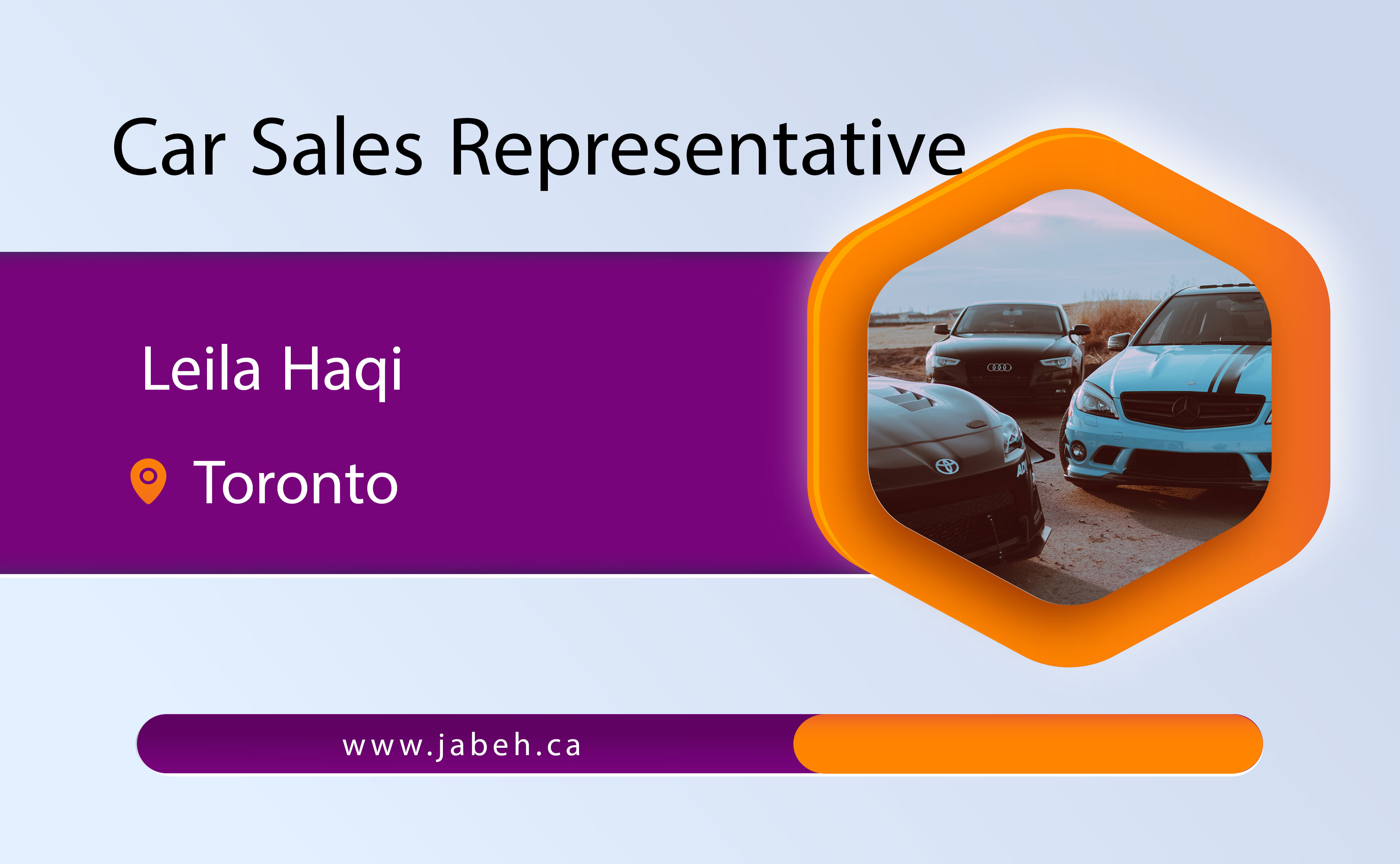Iranian car sales representative Leila Haghi in Toronto