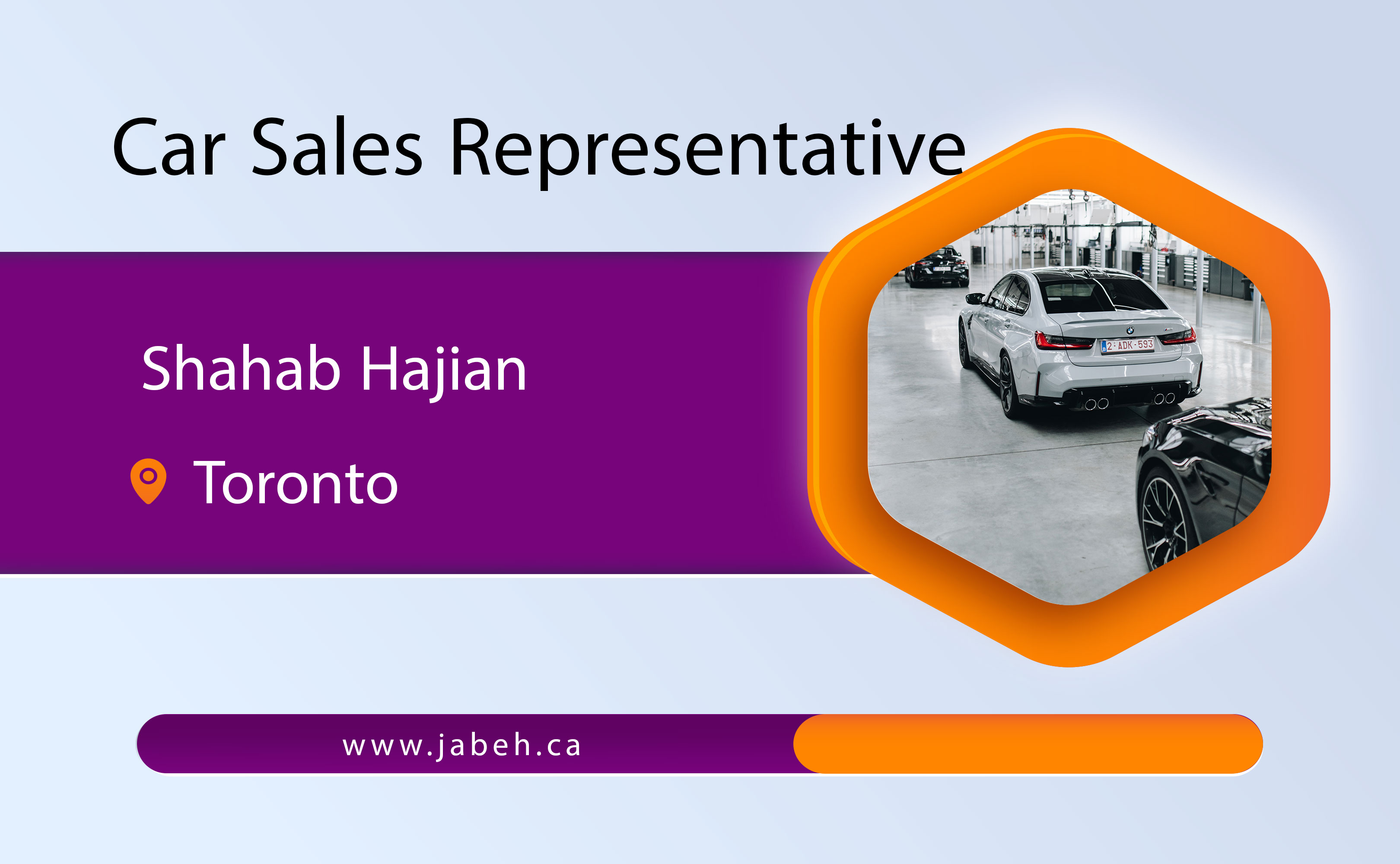 Iranian car sales representative Shahab Hajian in Toronto